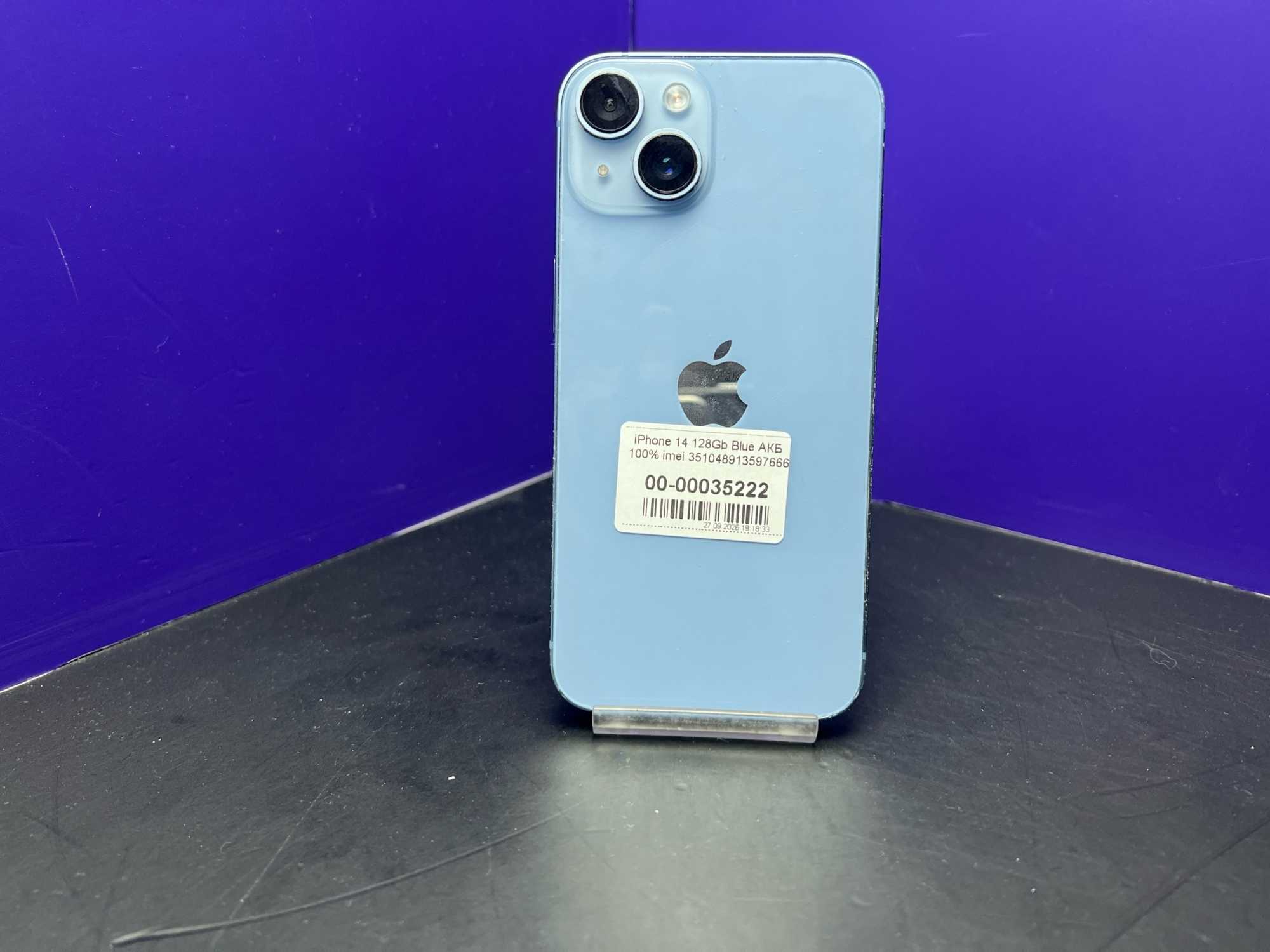 iPhone 14 128Gb Blue АКБ 100% imei 351048913597666