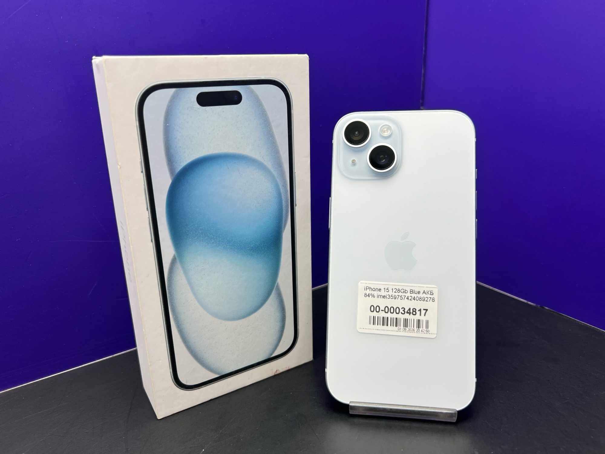 iPhone 15 128Gb Blue АКБ 84% imei359757424089276