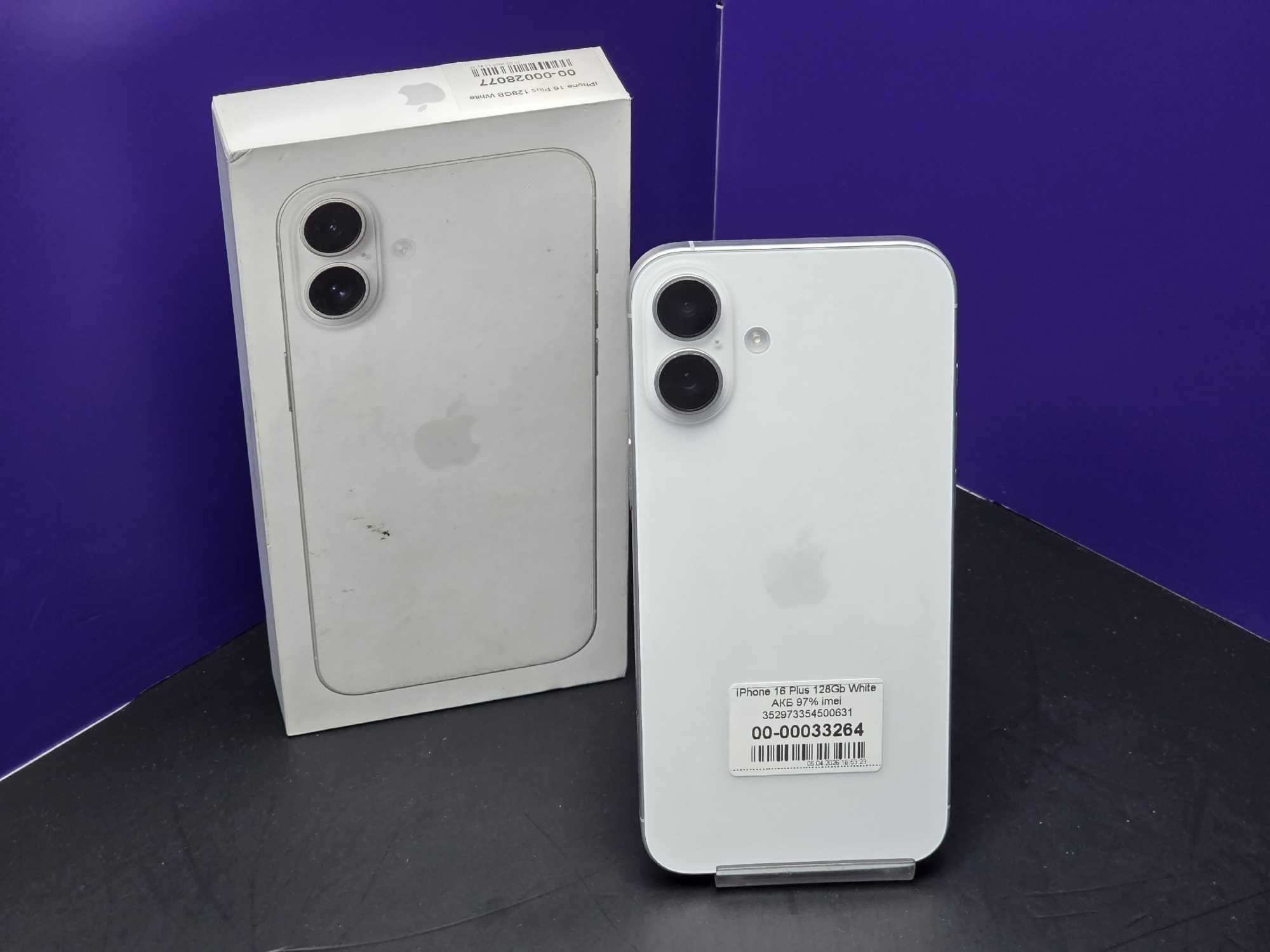iPhone 16 Plus 128Gb White АКБ 97% imei 352973354500631
