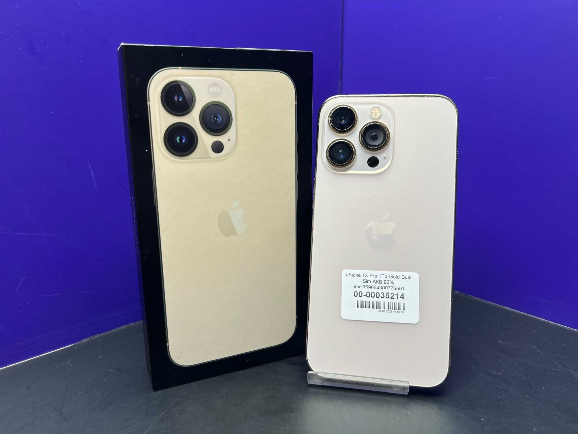 iPhone 13 Pro 1Tb Gold Dual Sim АКБ 90% imei359654300775591