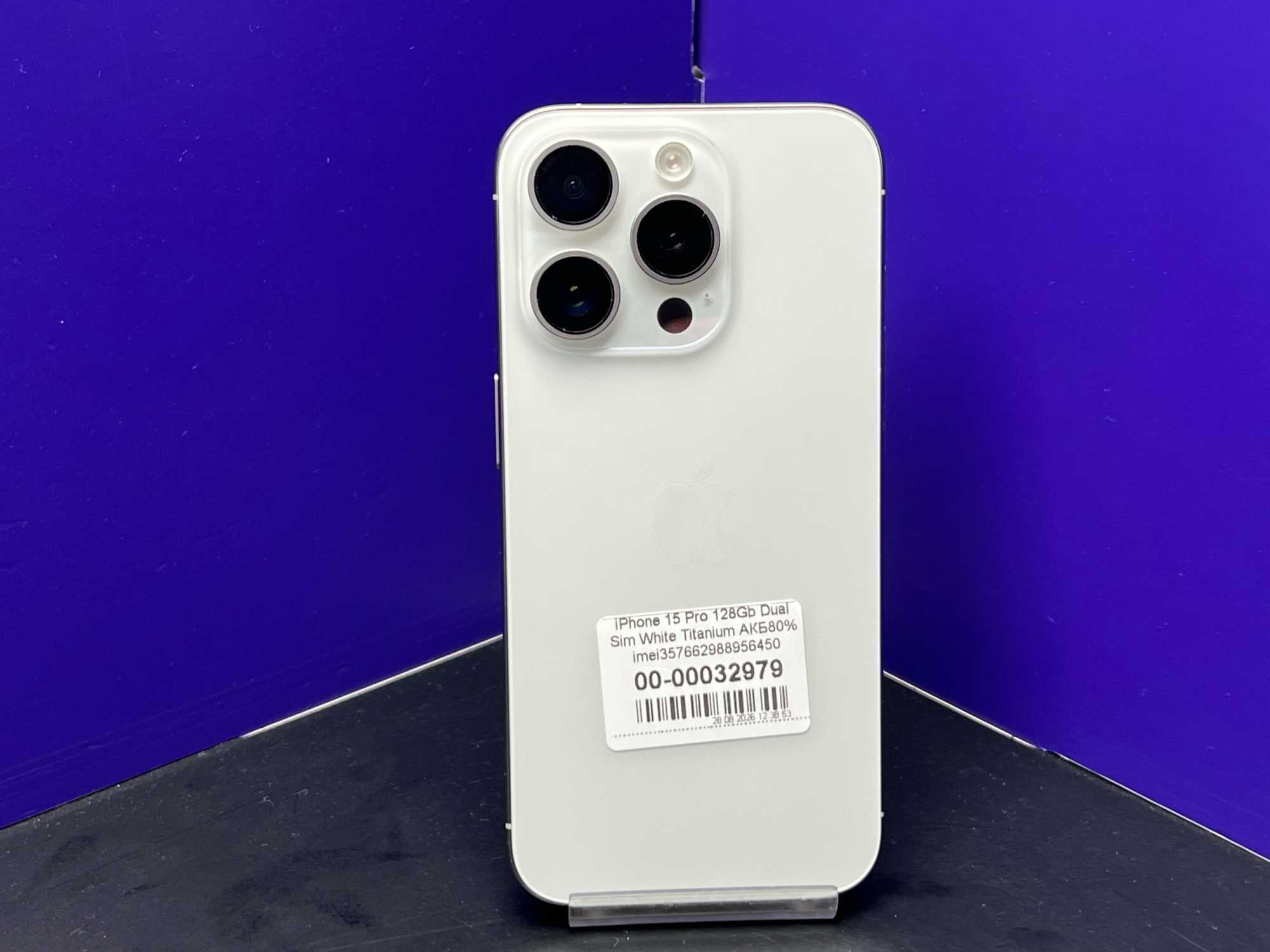 iPhone 15 Pro 128Gb Dual Sim White Titanium АКБ80% imei357662988956450