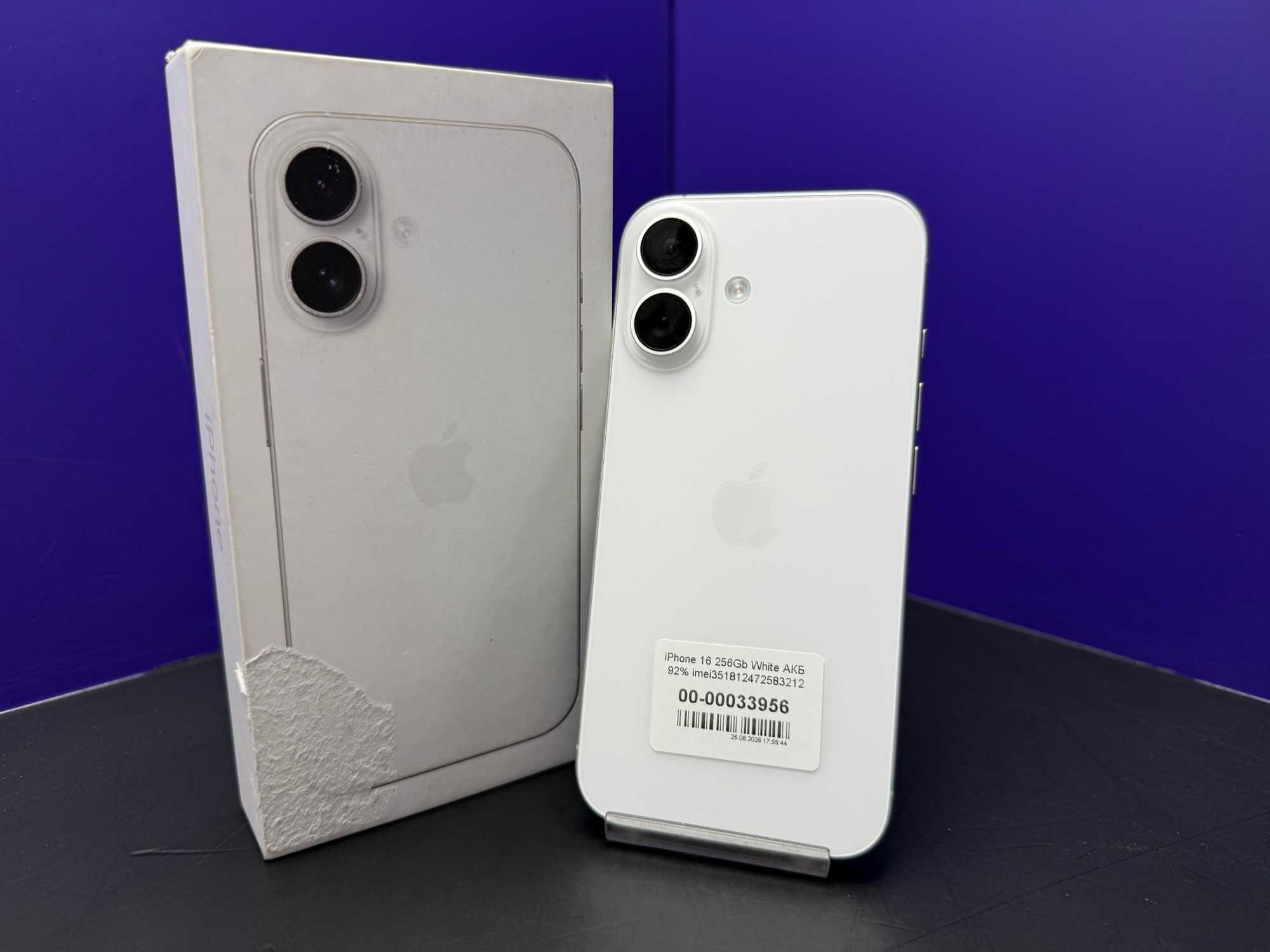 iPhone 16 256Gb White АКБ 92% imei351812472583212