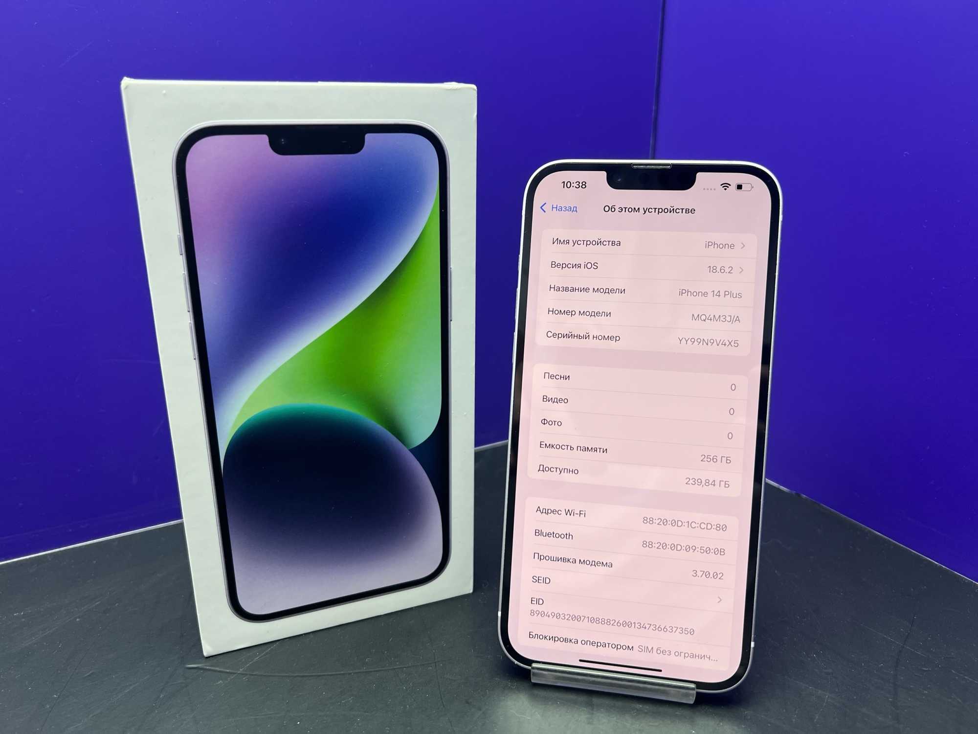 iPhone 14 Plus 256Gb Purple АКБ 82% imei356644011279960