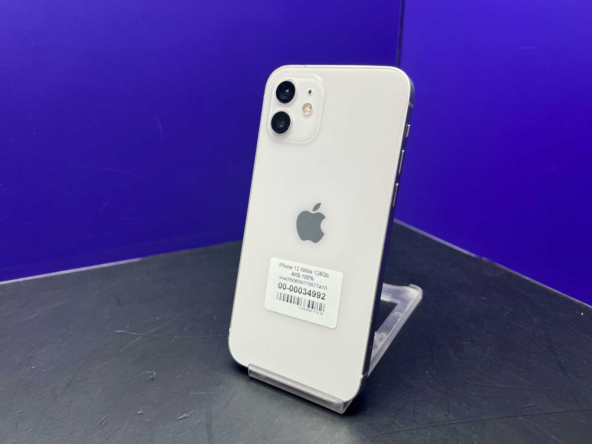 iPhone 12 White 128Gb АКБ:100% imei350839223077410