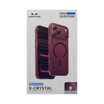 Чехол iPhone 17 Pro Max KEEPHONE X-CRYSTAL бордовый