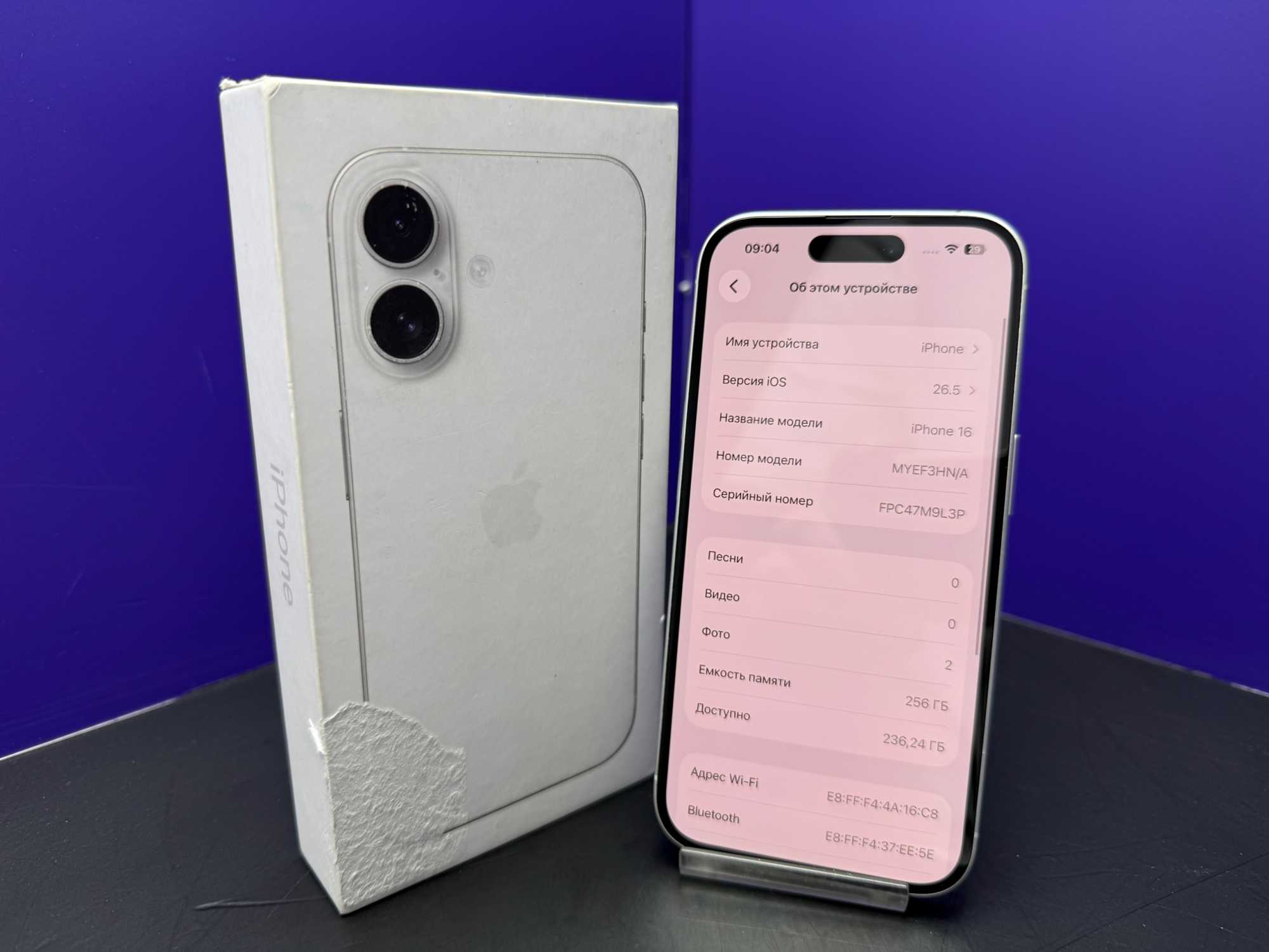iPhone 16 256Gb White АКБ 92% imei351812472583212