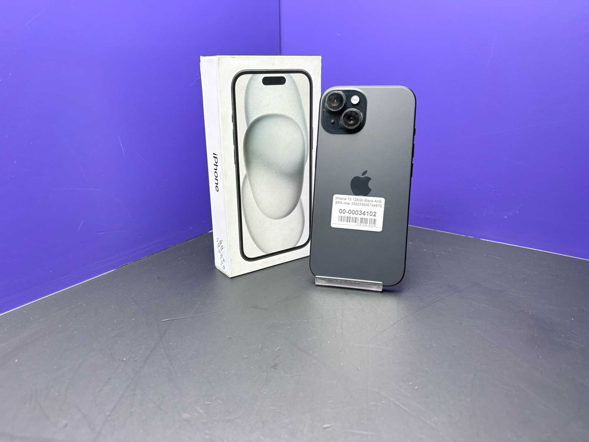 iPhone 15 128Gb Black АКБ 85% imei 359333606744870
