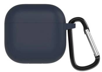 Чехол AirPods 4 Silicone с карабином темно-синий
