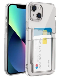 Чехол iPhone 13 mini прозрачный с визитнецей