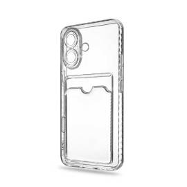 Чехол iPhone 16 прозрачный с визитницей
