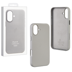 Чехол iPhone 16 Leather Case MagSafe светло серый