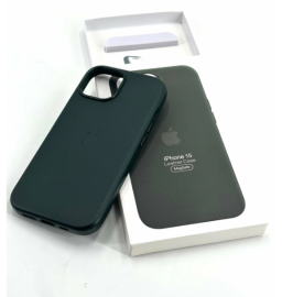 Чехол iPhone 15 Leather Case MagSafe Green