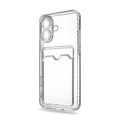 Чехол iPhone 16 Plus прозрачный с визитницей
