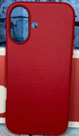 Чехол iPhone 16 Leather Case MagSafe вишнёвый