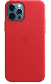 Чехол iPhone 12 Pro Max Leather Case Mag Safe красный