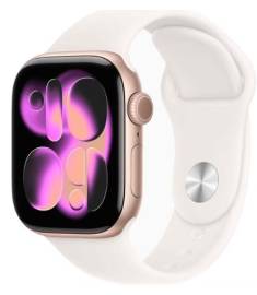 Apple Watch Series 11 Rose Gold 46mm Light Blush Sport Band S/M MEV74