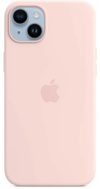 Чехол iPhone 14 Plus Silicon Case MagSafe без лого ярко-розовый