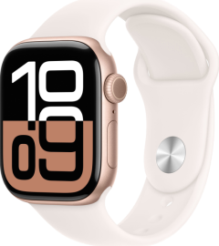 Apple Watch Series 10 Rose Gold 46mm Light Blush Sport Band S/M MWWT3