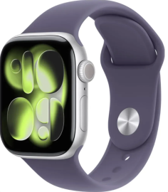 Apple Watch Series 11 Silver 42mm Purple Fog Sport Band S/M MEU64