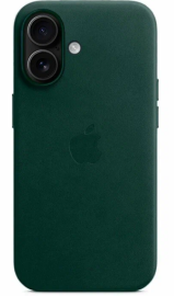Чехол iPhone 16 Leather Case MagSafe тёмно-зеленый