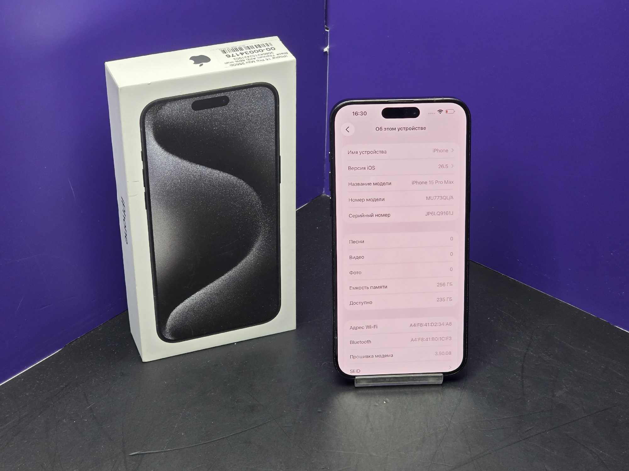 iPhone 15 Pro Max 256Gb Black Titanium АКБ 86% imei 356642152421953