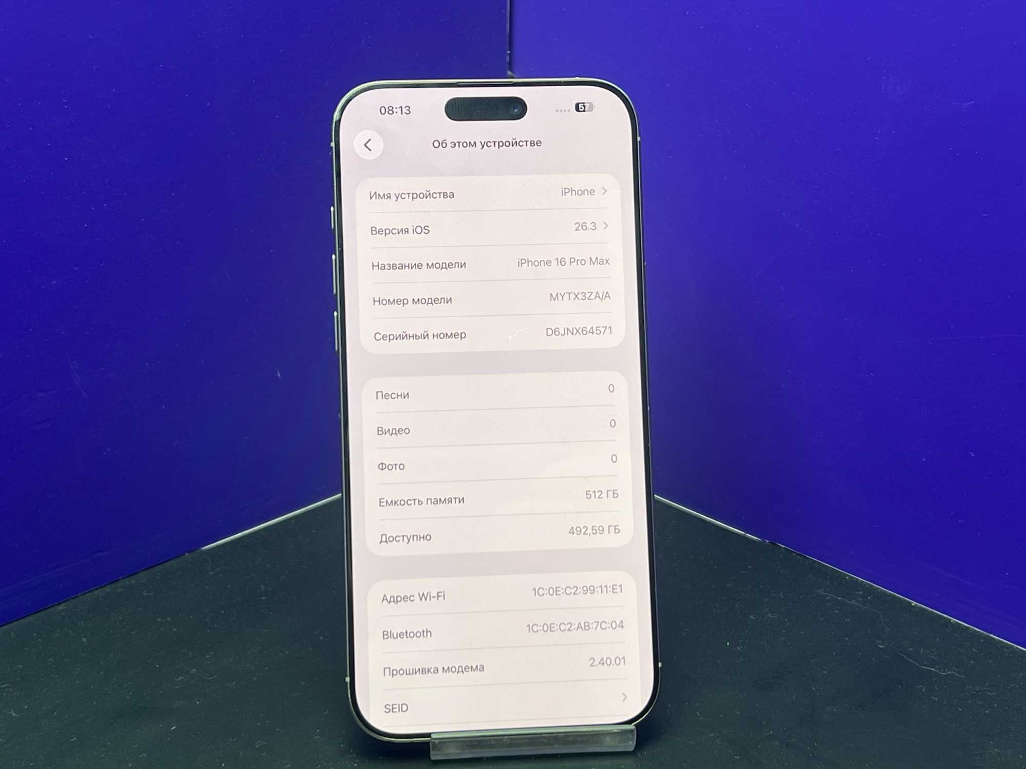 iPhone 16 Pro Max 512Gb Natural Titanium АКБ 92% imei359340245333627