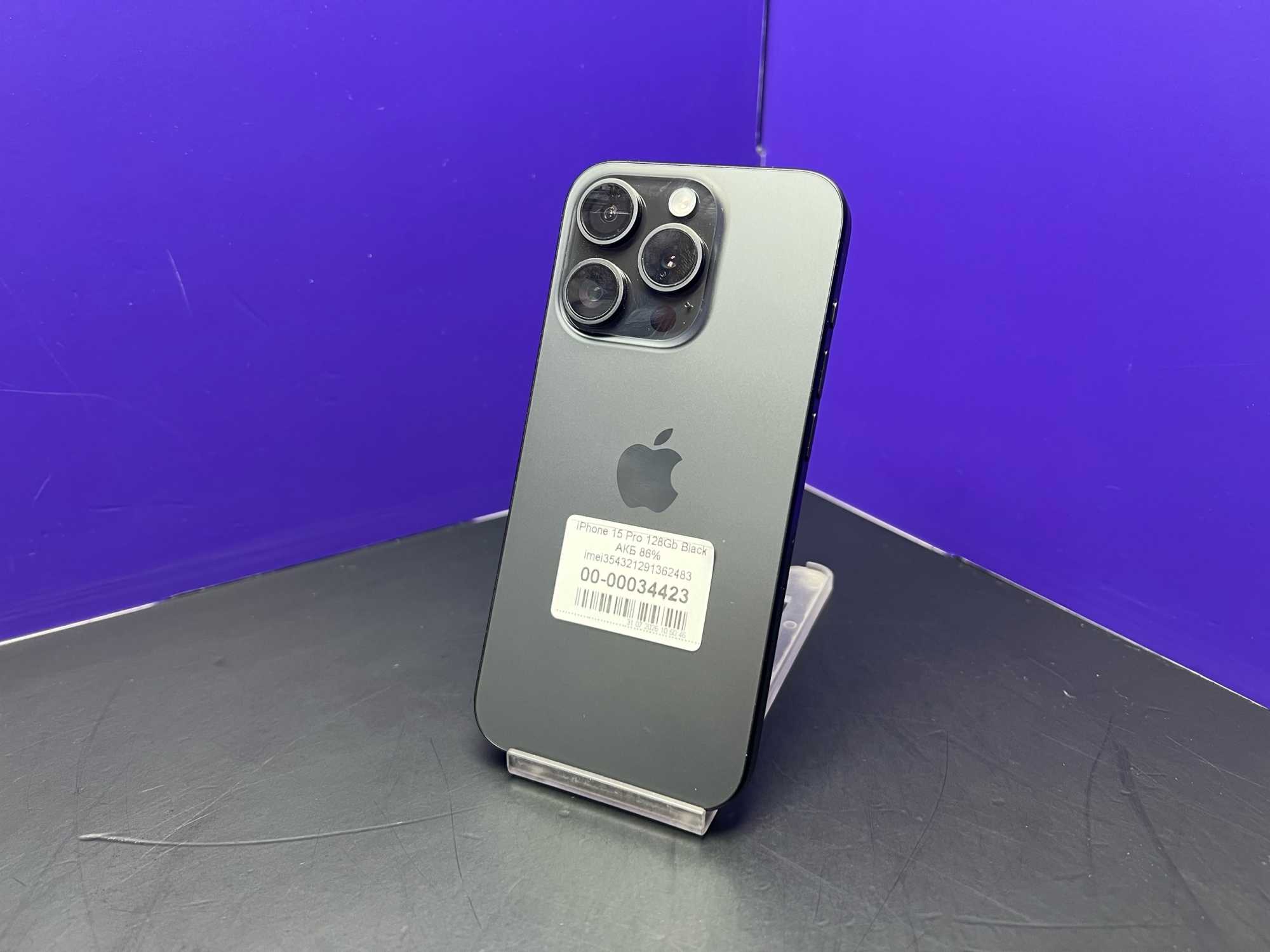 iPhone 15 Pro 128Gb Black АКБ 86% imei354321291362483