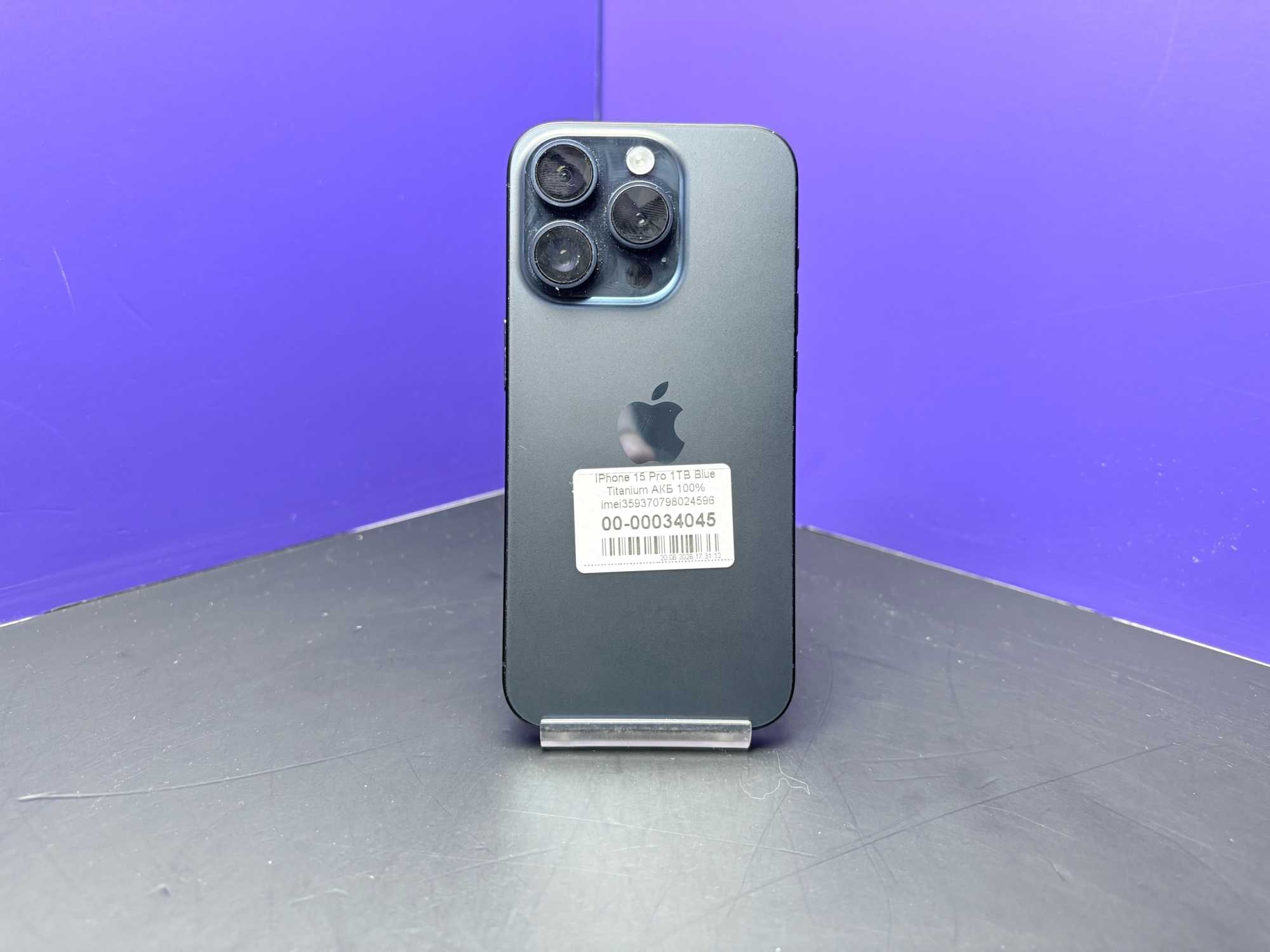 IPhone 15 Pro 1TB Blue Titanium АКБ 100% imei359370798024596