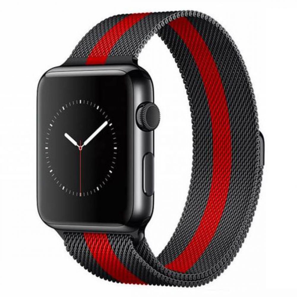 Ремешок для Apple Watch 38mm Milanese Loop Black Red