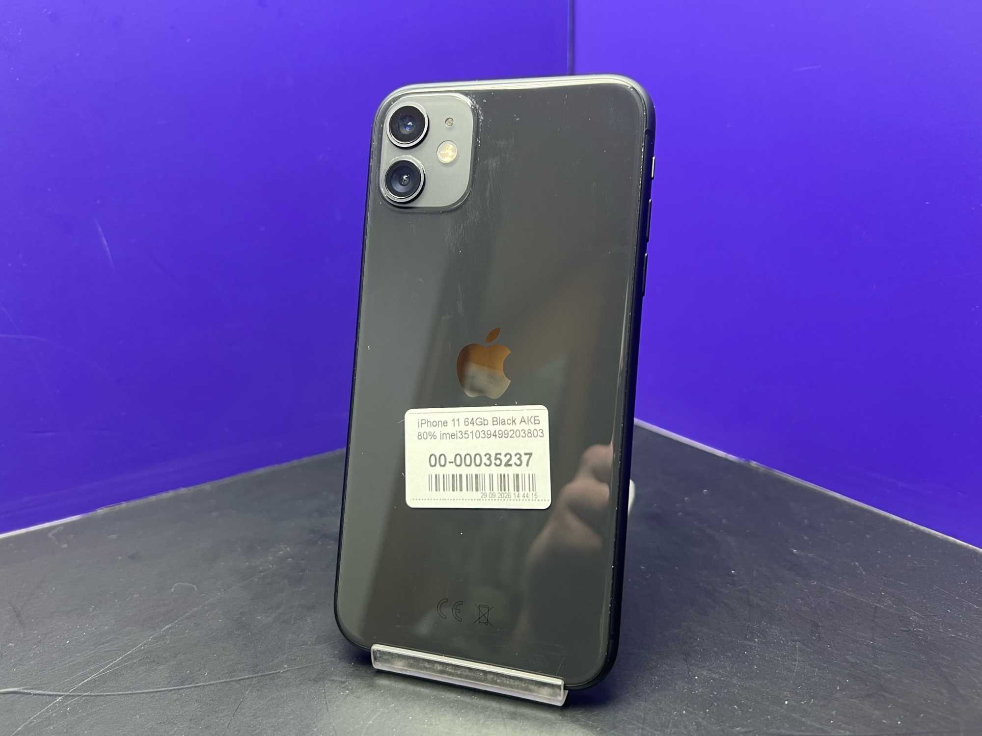 iPhone 11 64Gb Black АКБ 80% imei351039499203803