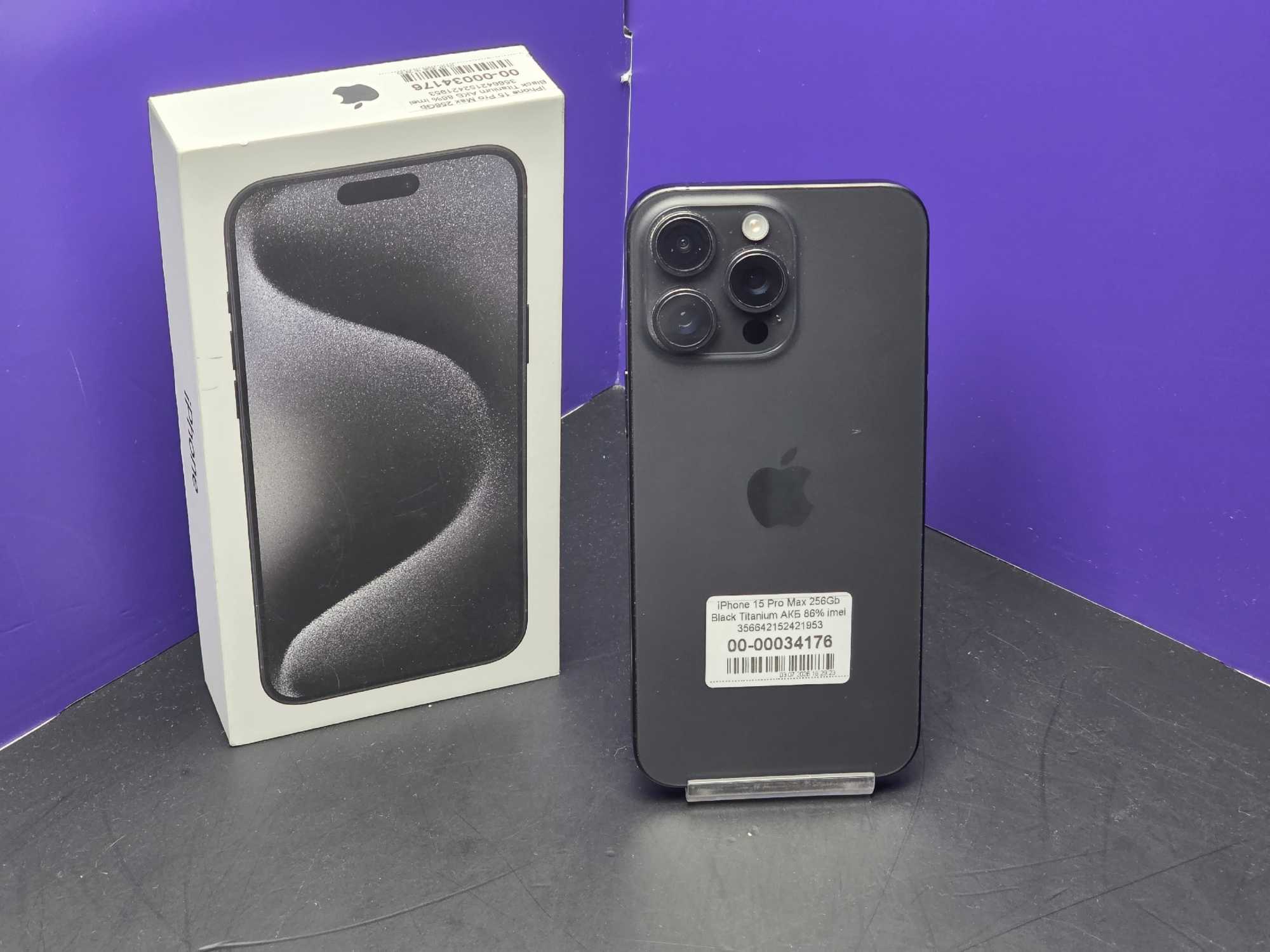 iPhone 15 Pro Max 256Gb Black Titanium АКБ 86% imei 356642152421953
