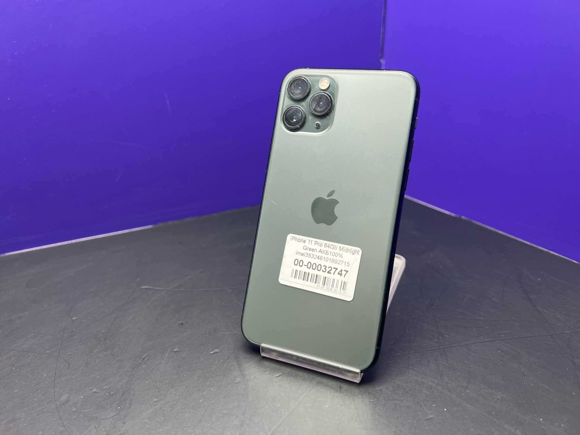 iPhone 11 Pro 64Gb Midnight Green АКБ100% imei353246101692715