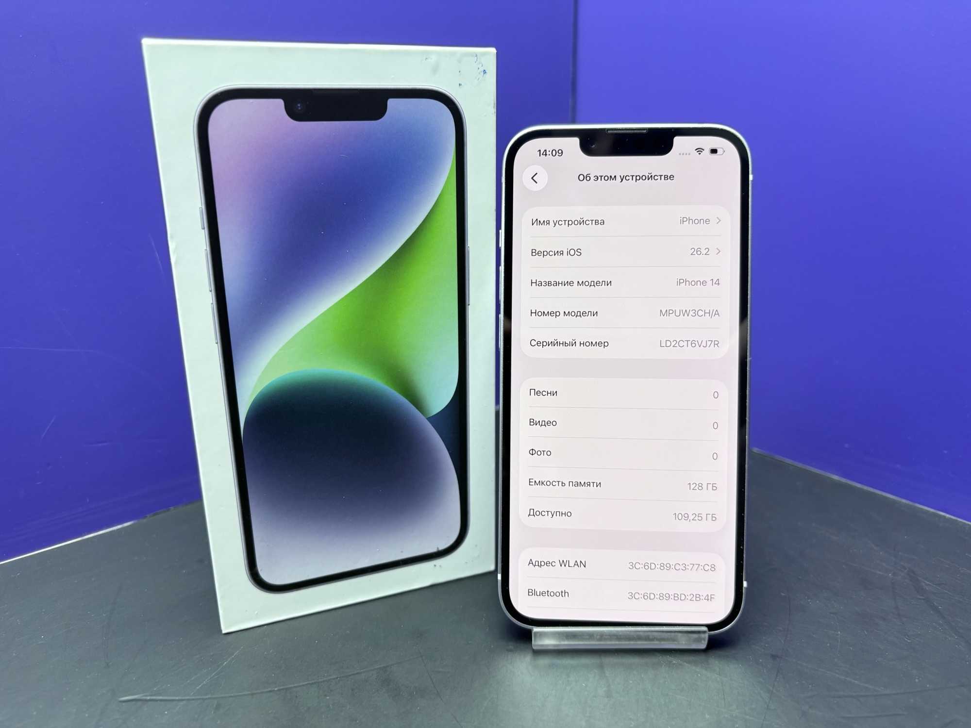 iPhone 14 128Gb Purple Dual Sim АКБ:82% imei357678281692436