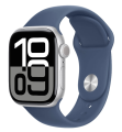 Apple Watch Series 10 Silver 42mm Denim Sport Band S/M MWWA3