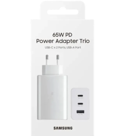 Адаптер питания Samsung 65W PD USB-Cx2 + USB-A Trio Original White