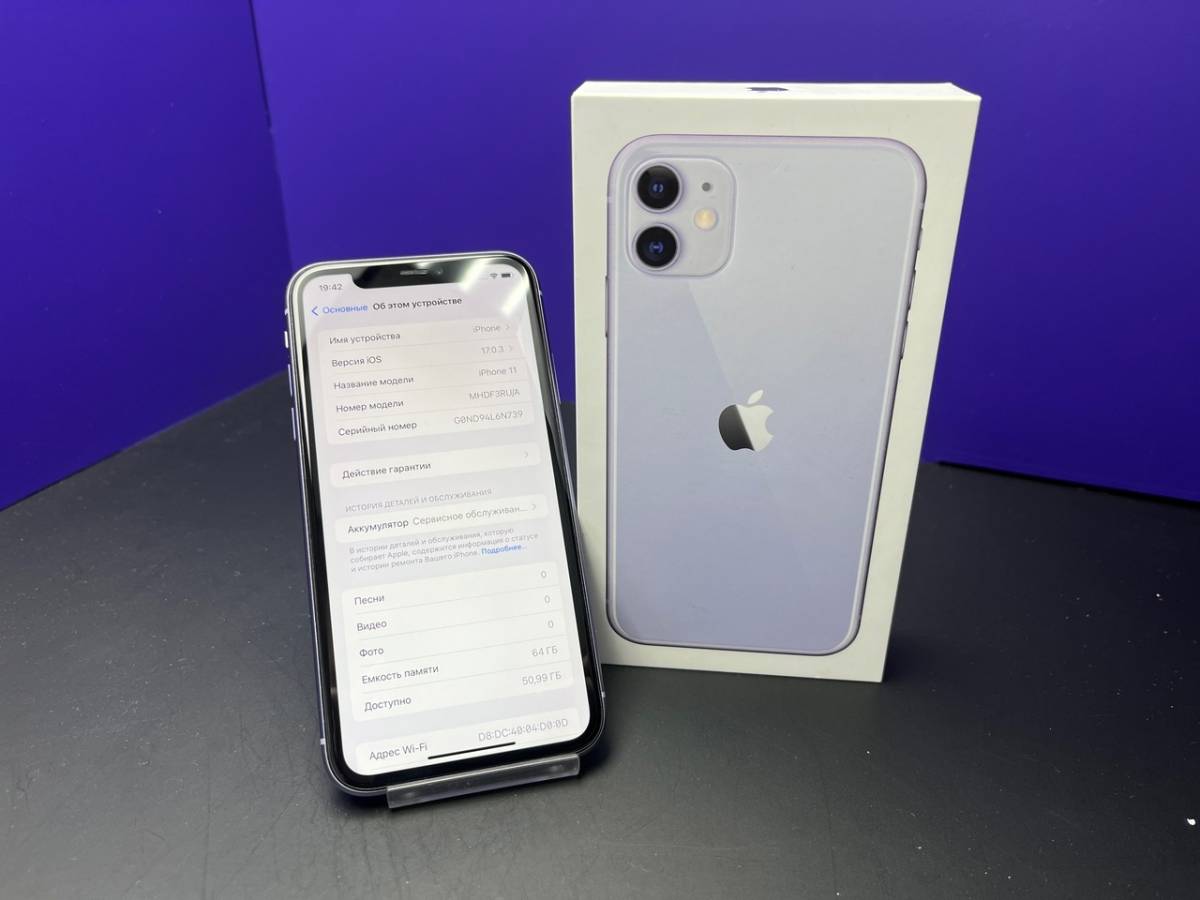iPhone 11 64Gb Purple АКБ 74% imei356817117662301
