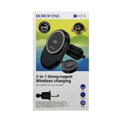 Автодержатель с беспроводной З/У Borofone BH219 15W MagSafe