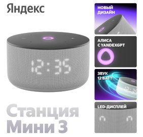 Умная колонка Новая Яндекс.Станция Мини 3 Серый