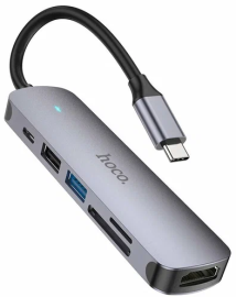 Переходник Hoco HB28 Type-C - 6in1 2USB,HDMI,USB-C,SD\microSD  60W 